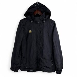 UPS Employee Uniform Windbreaker Coat Jacket Hood Full Zip Black Unisex Medium